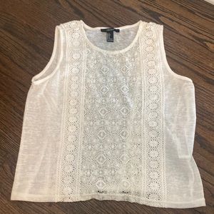 Forever 21 Sheer White Lace Tank Top, S